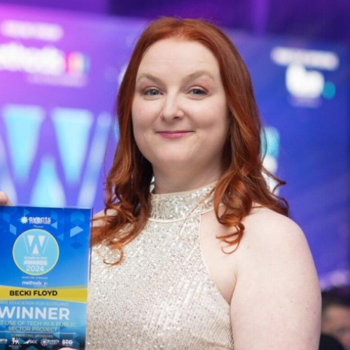 <b>Becki Floyd<br/>Voxpopme</b><br/><br/>UX Designer at Voxpopme, Becki empowers communities through accessible AI training. After retraining via School of Code, she’s delivered 10+ sessions across NHS and tech events, helping teams integrate AI tools into UX and productivity workflows.